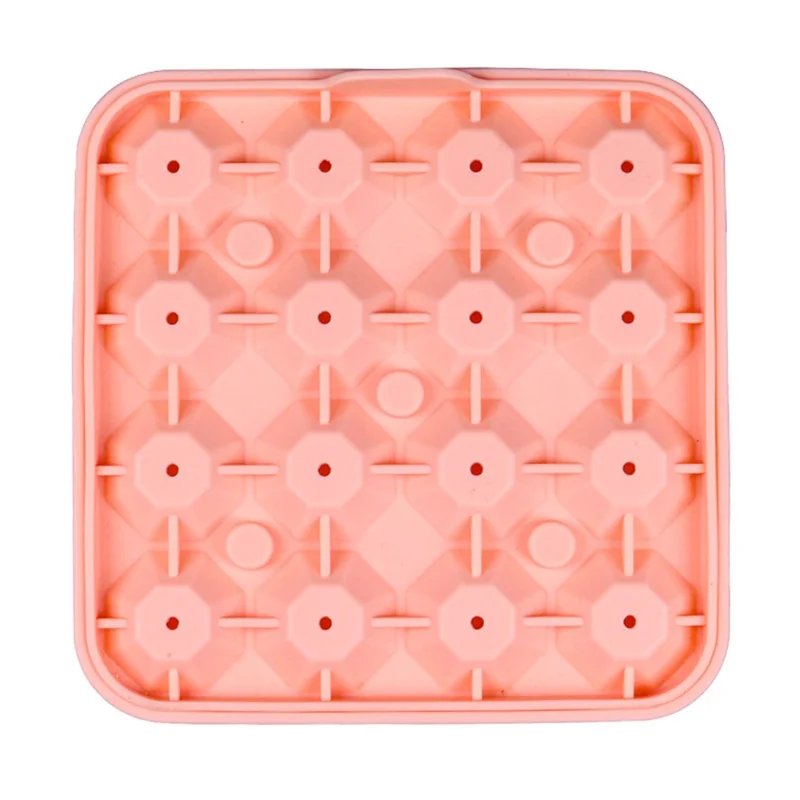 16 Cavity Diamond Shape Ice Cube Tray Silicone Ice Maker Mold Kitchen Gadget (BPA Free, FDA / LFGB Certified) - Pink