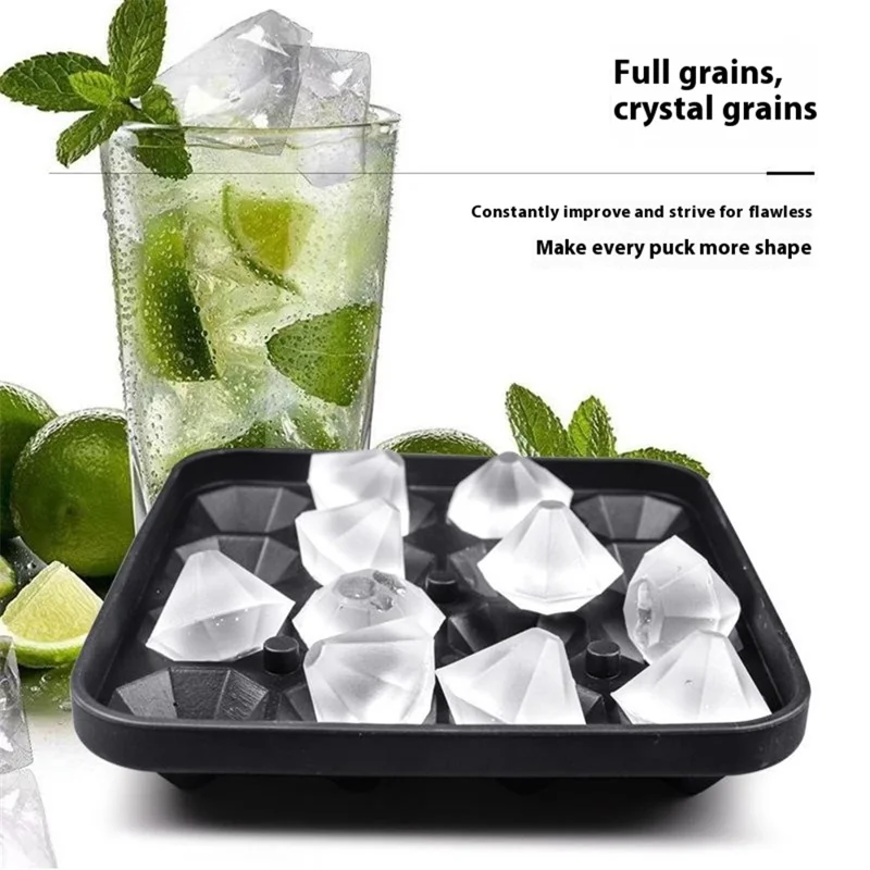 16 Cavity Diamond Shape Ice Cube Tray Silicone Ice Maker Mold Kitchen Gadget (BPA Free, FDA / LFGB Certified) - Green