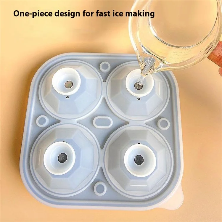 Stackable Ice Cube Tray 4 Cavity Diamond Shape Silicone Ice Maker Mold (BPA Free, FDA / LFGB Certified) - Green