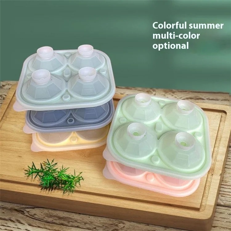 Stackable Ice Cube Tray 4 Cavity Diamond Shape Silicone Ice Maker Mold (BPA Free, FDA / LFGB Certified) - Green