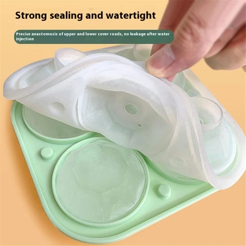 Stackable Ice Cube Tray 4 Cavity Diamond Shape Silicone Ice Maker Mold (BPA Free, FDA / LFGB Certified) - Black