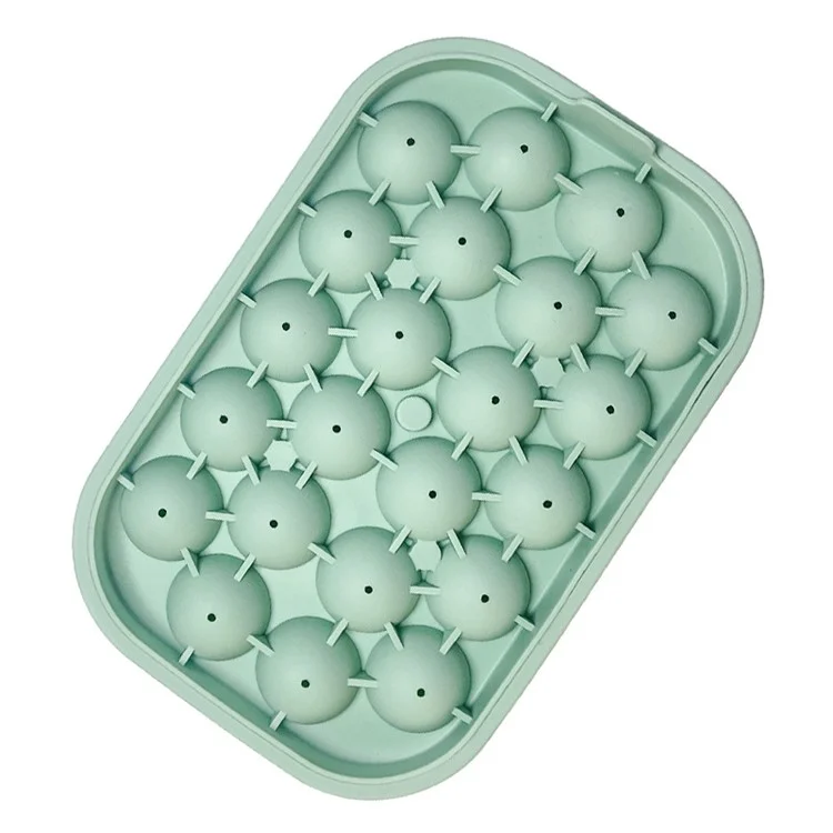 22 Cavity Ice Ball Mold Food Grade Silicone Reusable Ice Cube Tray Kitchen Gadget (BPA Free, FDA / LFGB Certified) - Green