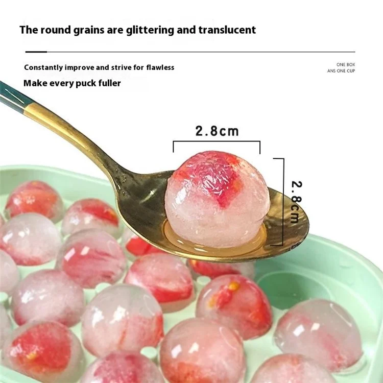 22 Cavity Ice Ball Mold Food Grade Silicone Reusable Ice Cube Tray Kitchen Gadget (BPA Free, FDA / LFGB Certified) - Green