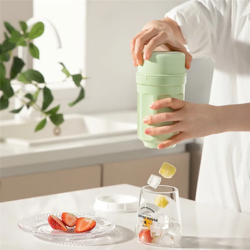 081 Twist Ice Maker Cup Rotating Ice Cube Mold for Drinks and Whiskey, with Dust Cover (BPA Free, No FDA) - Green