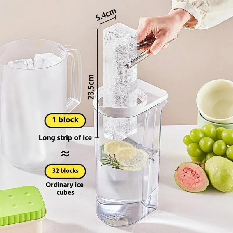 082 Double Layer Ice Cube Tray with Press Release Ice Mold Storage Container with Ice Tongs (BPA Free, No FDA) - Green+4 Grids Tray