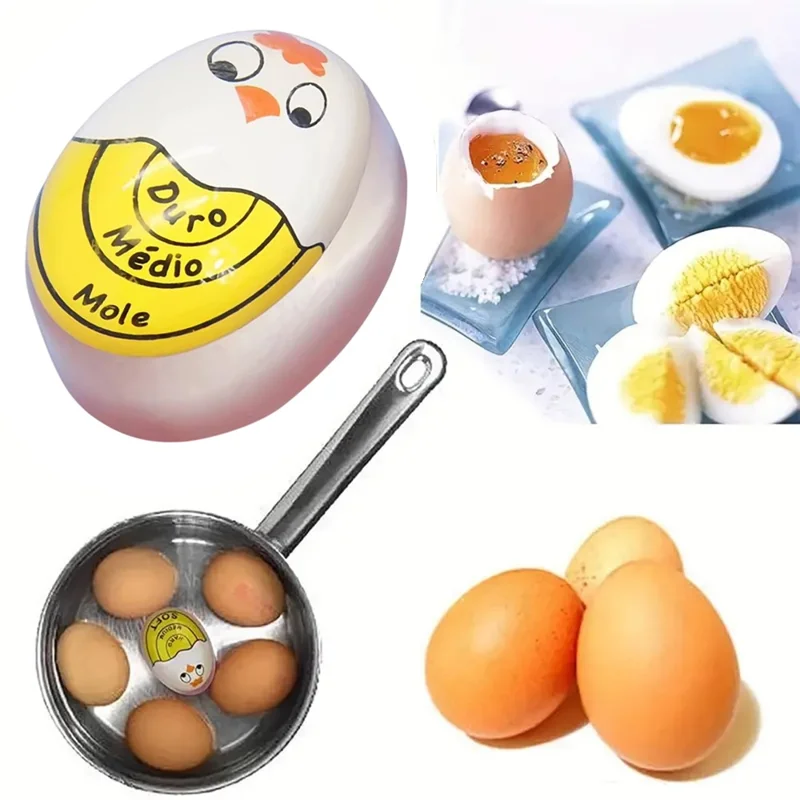 Cute Color Changing Egg Timer for Soft Medium Hard Boiled Eggs Kitchen Cooking Gadget - Yellow