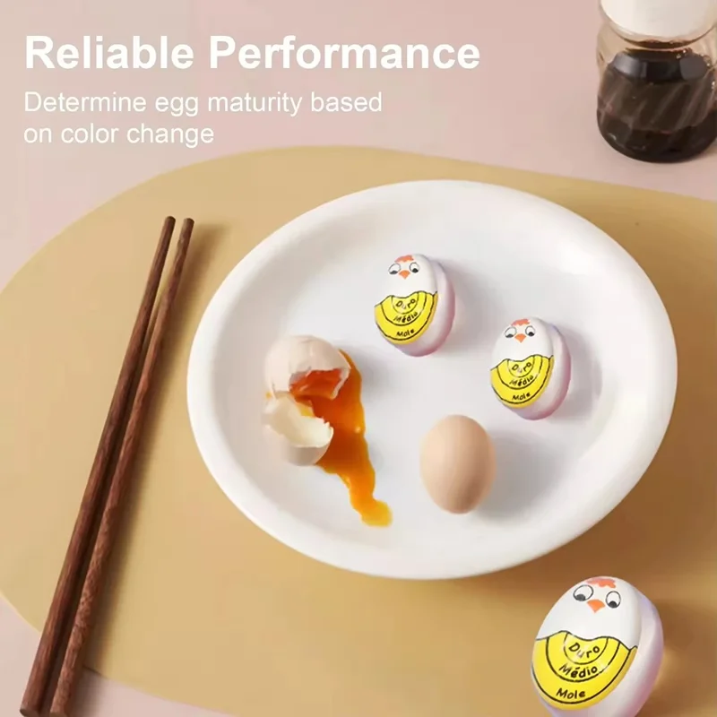 Cute Color Changing Egg Timer for Soft Medium Hard Boiled Eggs Kitchen Cooking Gadget - Yellow