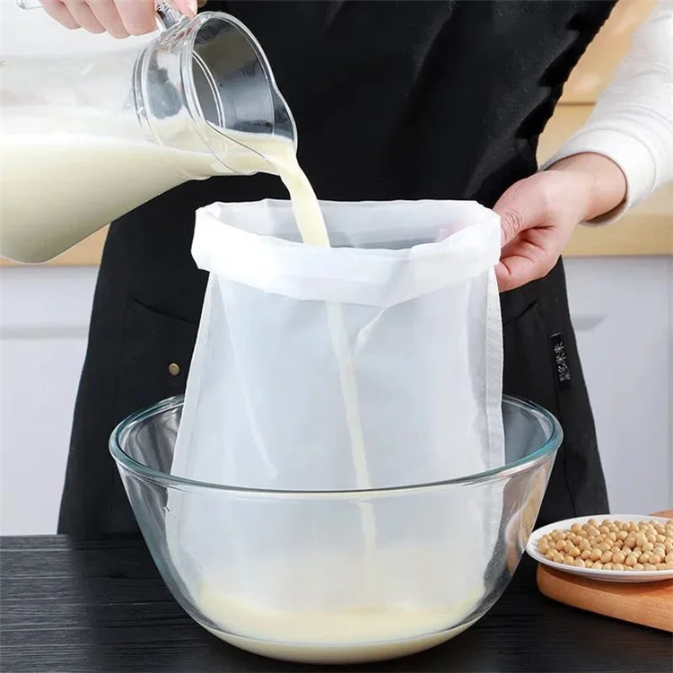 Saco de Filtro Reutilizável para Leite de Soja 15 x 20cm, Malha 100, Tamanho P - Para Coar Sucos de Frutas e Vegetais (Livre de BPA, Sem FDA)