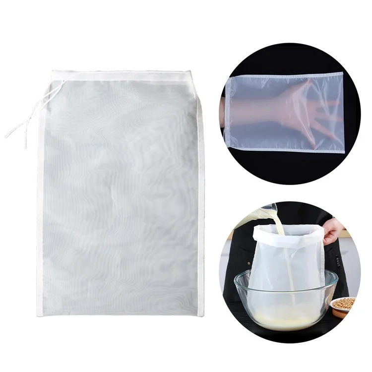 Saco de Filtro de Leite de Soja Reutilizável de 25 x 35 cm, 100 Mesh, para Coar Sucos de Frutas e Vegetais, Tamanho L (Sem BPA, Sem FDA)