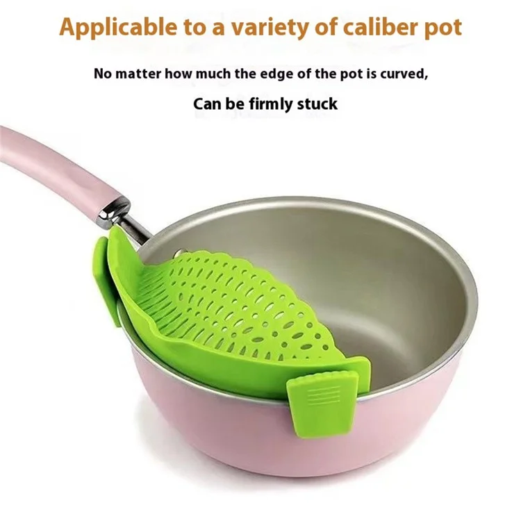 Colino in silicone con clip per pentole, colino da cucina per pasta e verdure (privo di BPA, conforme FDA) - Grigio
