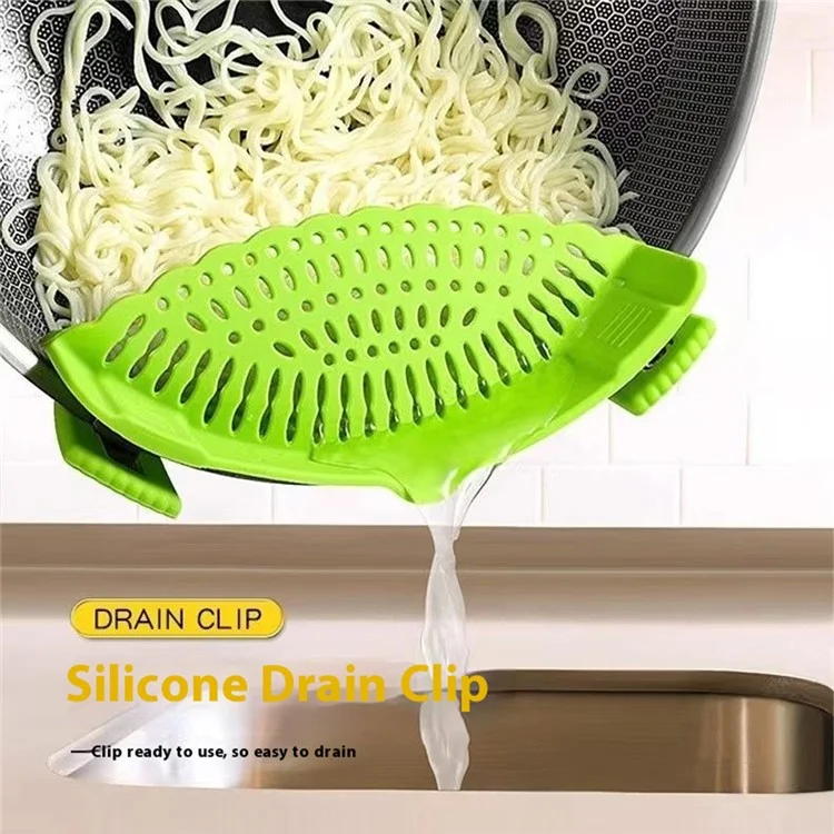 Passoire à clip en silicone pour cuisine, égouttoir pour pâtes et légumes (Sans BPA, Non FDA) - Rouge