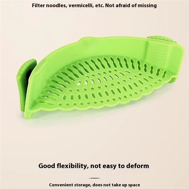 Passoire à clip en silicone pour cuisine, égouttoir pour pâtes et légumes (Sans BPA, Non FDA) - Rouge