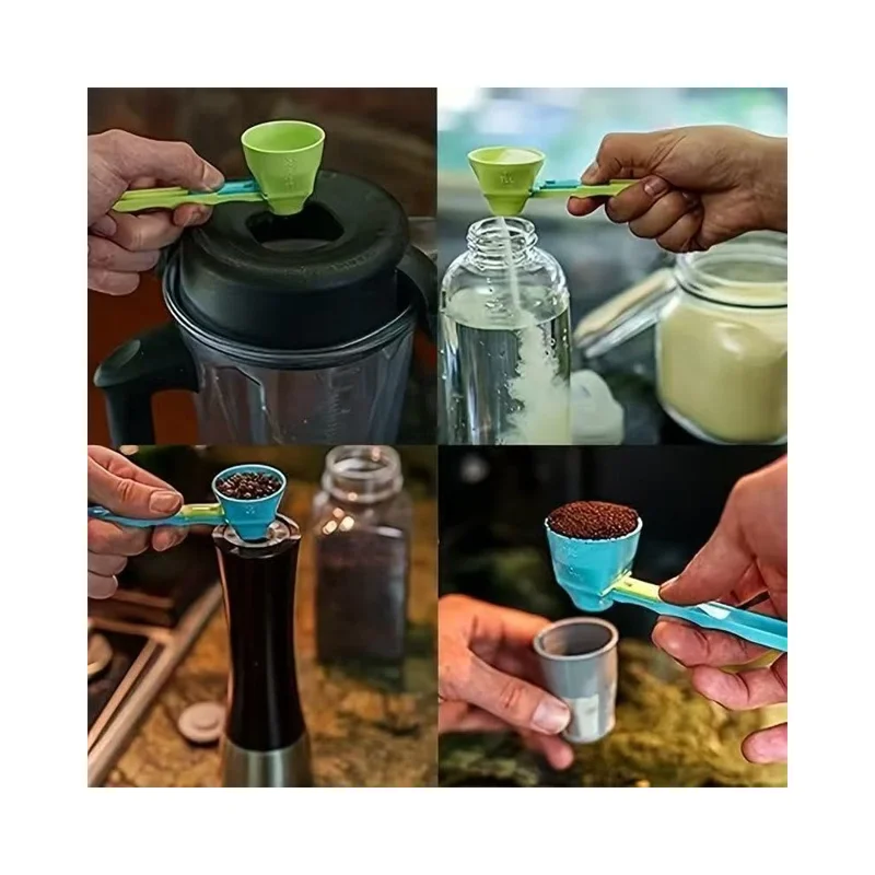 Kreativer Protein-Pulver Messbecher mit Anti-Verschütt-Design für Kaffee - Blau