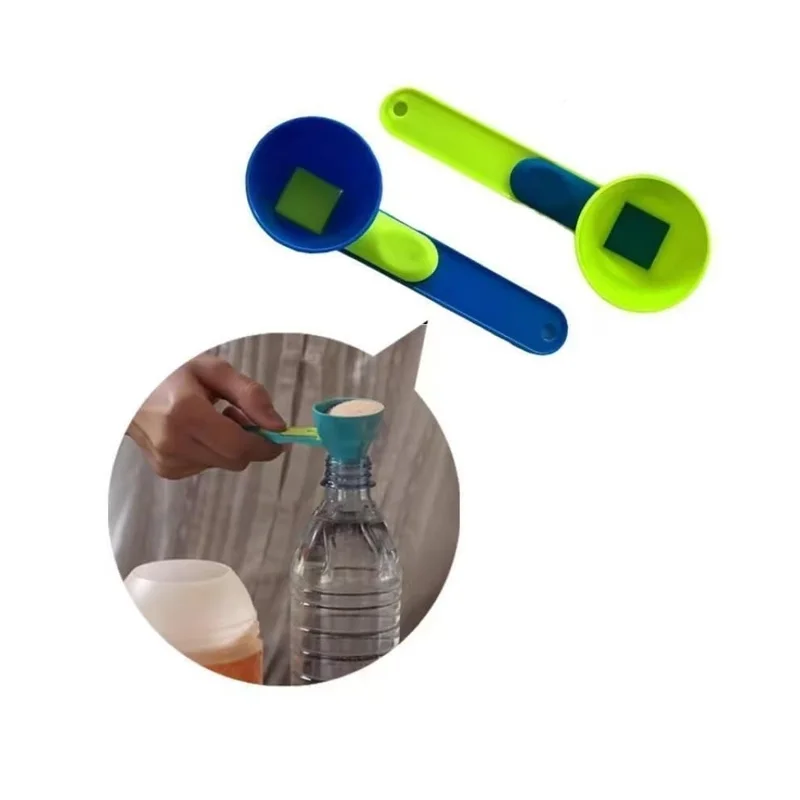 Kreativ skjutbar skopa för proteinpulver, skydd mot spill, mätskopa för kaffe - Grön