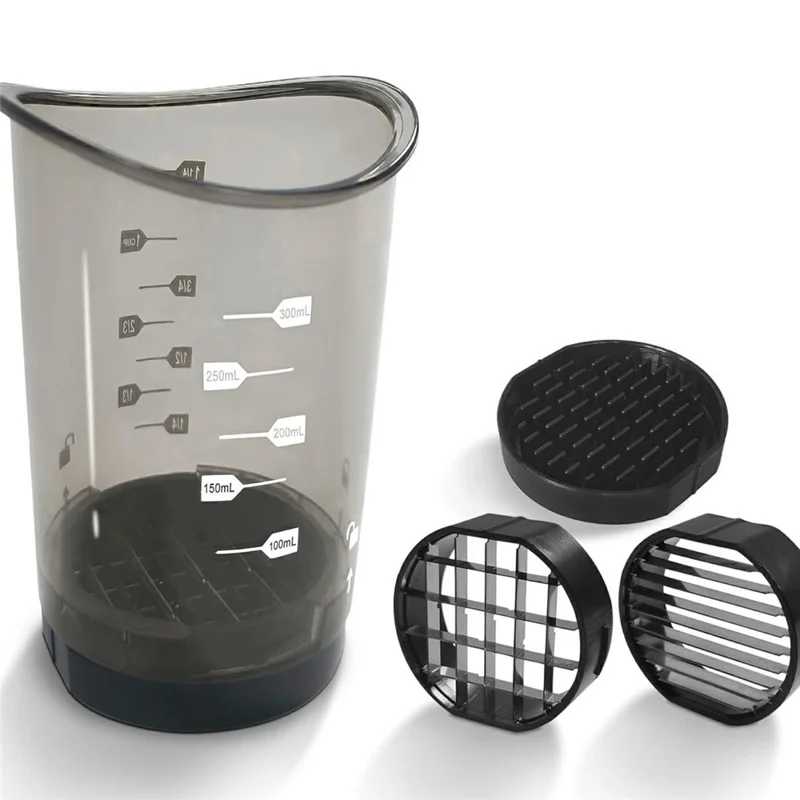 Picador de Verduras Manual 3 en 1 con Recipiente y Divisor de Acero Inoxidable para Champiñones y Fresas (Sin BPA, No FDA)