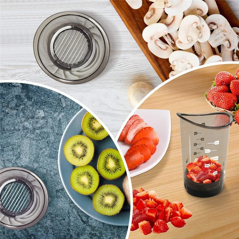 Picador de Verduras Manual 3 en 1 con Recipiente y Divisor de Acero Inoxidable para Champiñones y Fresas (Sin BPA, No FDA)