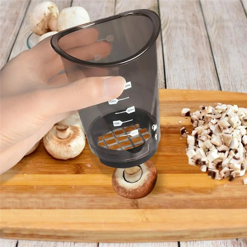Picador de Verduras Manual 3 en 1 con Recipiente y Divisor de Acero Inoxidable para Champiñones y Fresas (Sin BPA, No FDA)