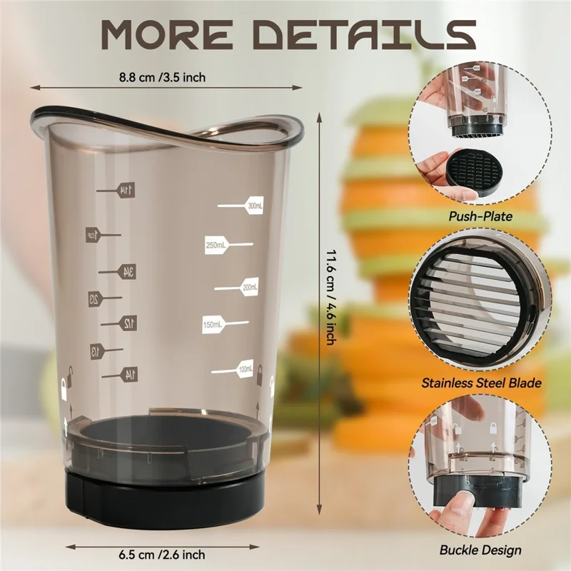 Picador de Verduras Manual 3 en 1 con Recipiente y Divisor de Acero Inoxidable para Champiñones y Fresas (Sin BPA, No FDA)
