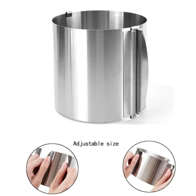 15cm Height, 6-12 Inch Baking Ring Adjustable Cake Ring Stainless Steel Mousse Ring Round Cake Mousse Mold (No FDA Certificate)