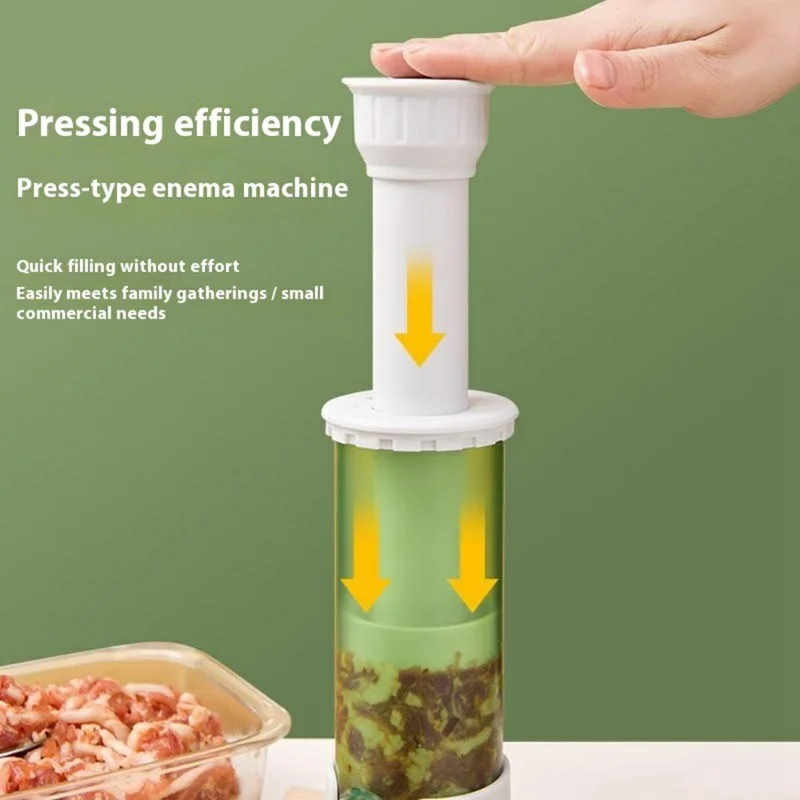 Manual Sausage Stuffer Homemade Sausage Filler Kitchen Sausage Making Tool with 4 Tubes (BPA Free, No FDA) - Transparent Green