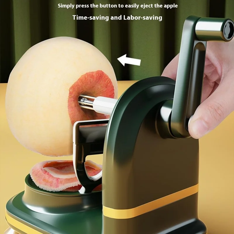 Pelapatate Multifunzionale 4 in 1 con Manovella, Affettatore e Lama di Ricambio - Kit Utensile da Cucina (Privo di BPA, Non FDA) - Verde Scuro