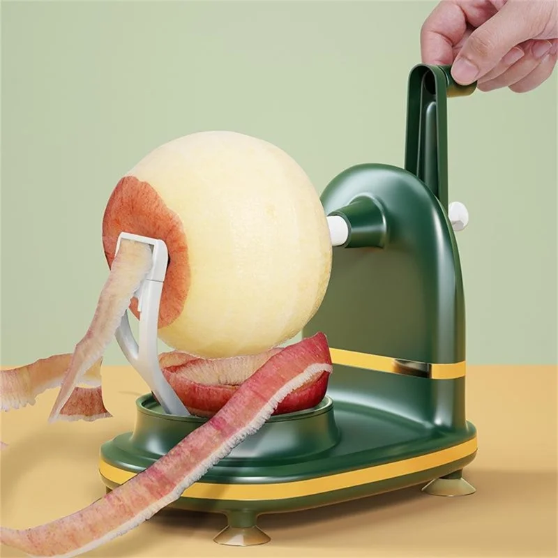 Pelapatate Multifunzionale 4 in 1 con Manovella, Affettatore e Lama di Ricambio - Kit Utensile da Cucina (Privo di BPA, Non FDA) - Verde Scuro