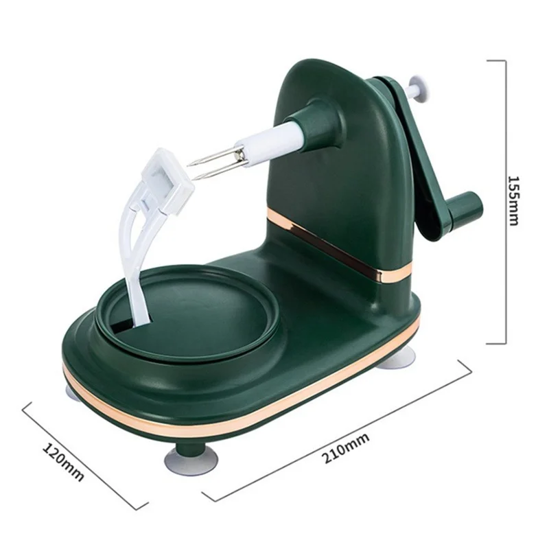 Pelapatate Multifunzionale 4 in 1 con Manovella, Affettatore e Lama di Ricambio - Kit Utensile da Cucina (Privo di BPA, Non FDA) - Verde Scuro