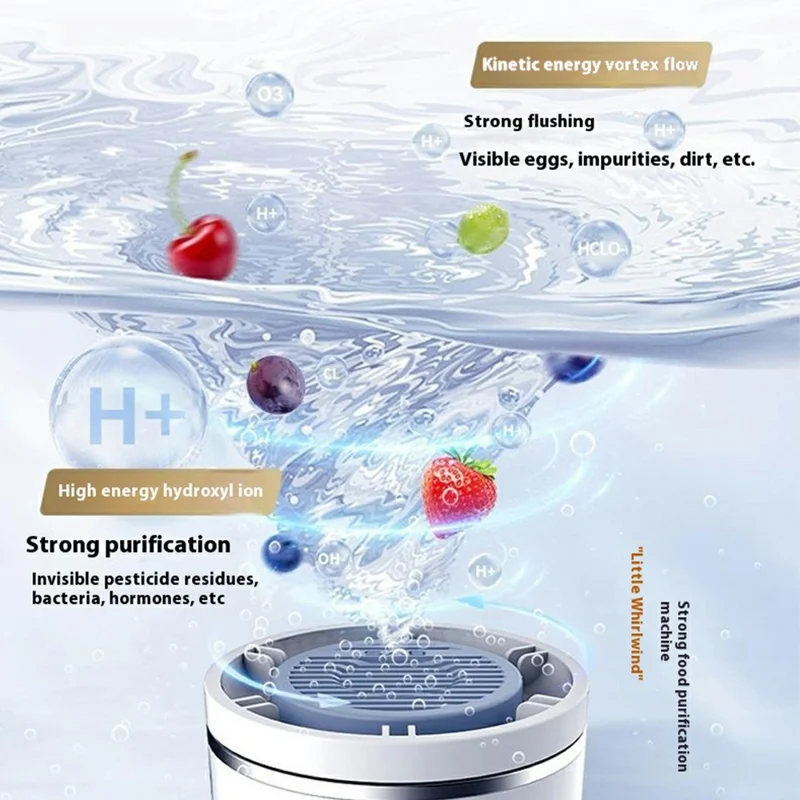 SAB BXS-2 Laveur Haute Puissance 25W Automatique pour Fruits et Légumes avec Base de Chargement Sans Fil (Sans BPA, Non FDA)