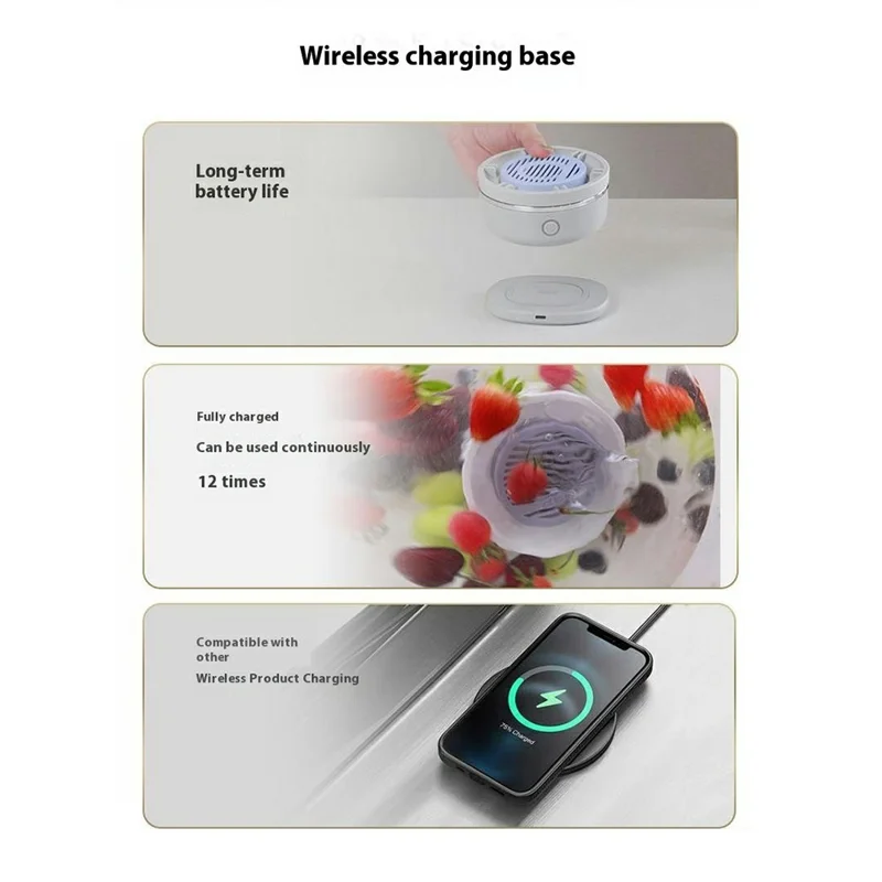 SAB BXS-2 Laveur Haute Puissance 25W Automatique pour Fruits et Légumes avec Base de Chargement Sans Fil (Sans BPA, Non FDA)
