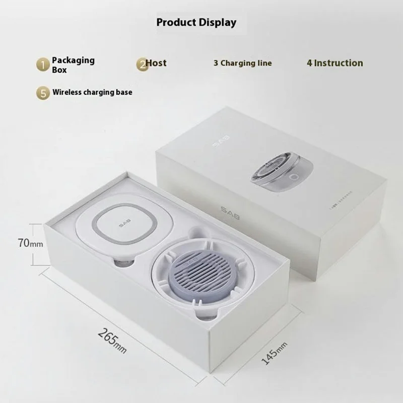 SAB BXS-2 Laveur Haute Puissance 25W Automatique pour Fruits et Légumes avec Base de Chargement Sans Fil (Sans BPA, Non FDA)