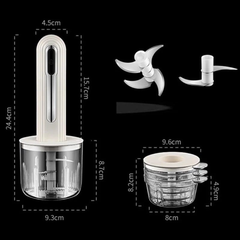 Baby Food Maker Mini Wireless Electric Meat Grinder Kitchen Multifunctional Blender (BPA Free, No FDA) - White