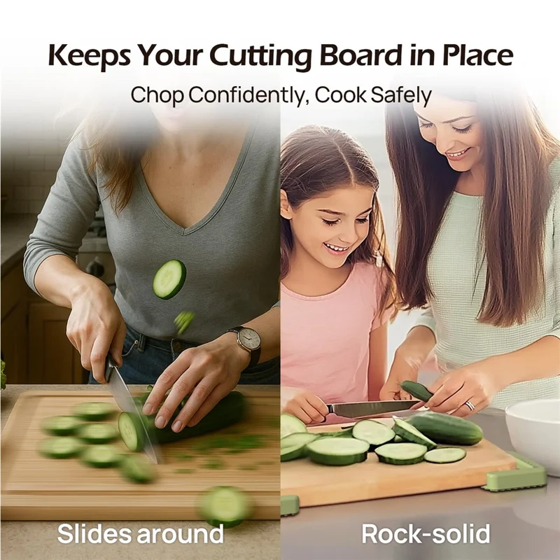 Tapis de découpe en silicone antidérapant - Stabilisateur de planche à découper de cuisine - Vert