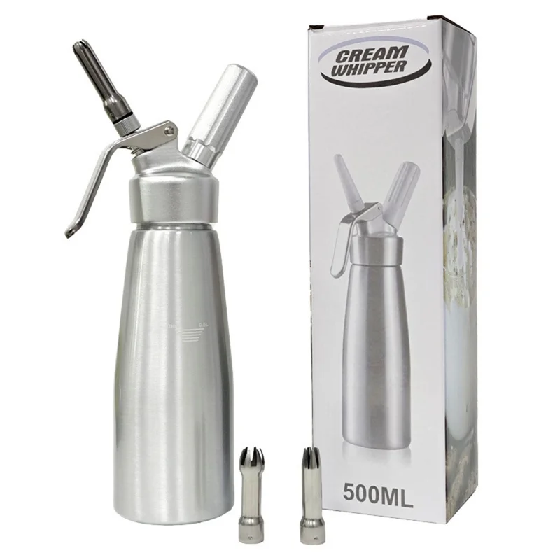 Aluminium Sahne-Dispenser für Kaffee-Kuchen-Dekoration 500ML Sahneaufschläger (Ohne FDA-Zulassung)