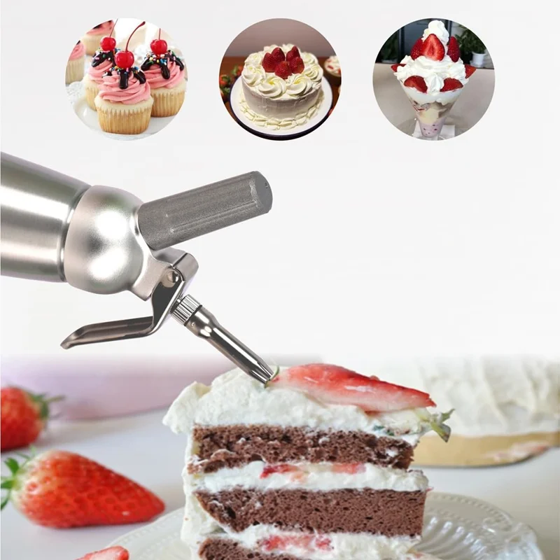 Aluminium Sahne-Dispenser für Kaffee-Kuchen-Dekoration 500ML Sahneaufschläger (Ohne FDA-Zulassung)