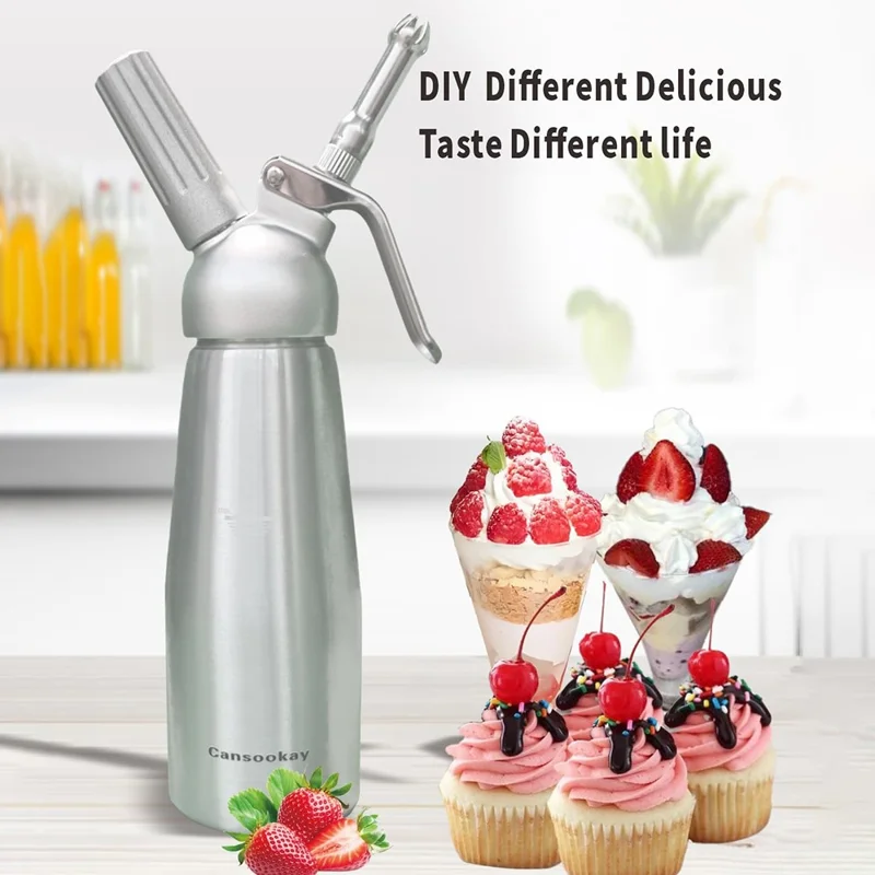 Aluminium Sahne-Dispenser für Kaffee-Kuchen-Dekoration 500ML Sahneaufschläger (Ohne FDA-Zulassung)