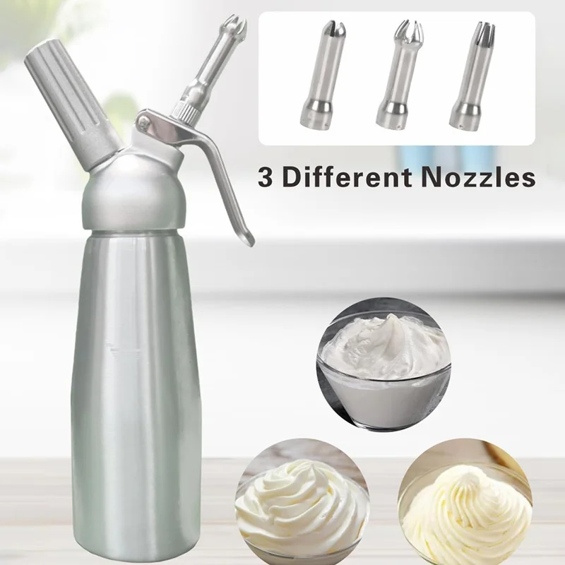 Aluminium Sahne-Dispenser für Kaffee-Kuchen-Dekoration 500ML Sahneaufschläger (Ohne FDA-Zulassung)