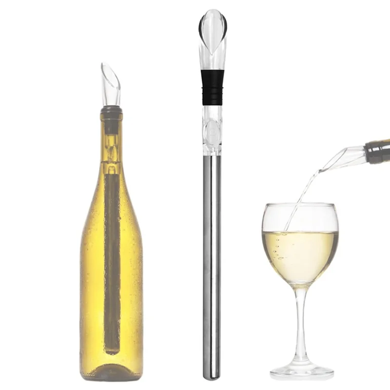 3 in 1 Stainless Steel Rapid Iceless Wine Chilling Rod Wine Cooler Stick Aerator Pourer (BPA Free, No FDA)