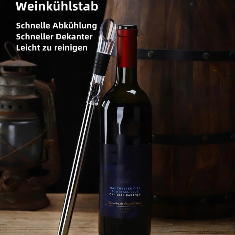 3 in 1 Stainless Steel Rapid Iceless Wine Chilling Rod Wine Cooler Stick Aerator Pourer (BPA Free, No FDA)