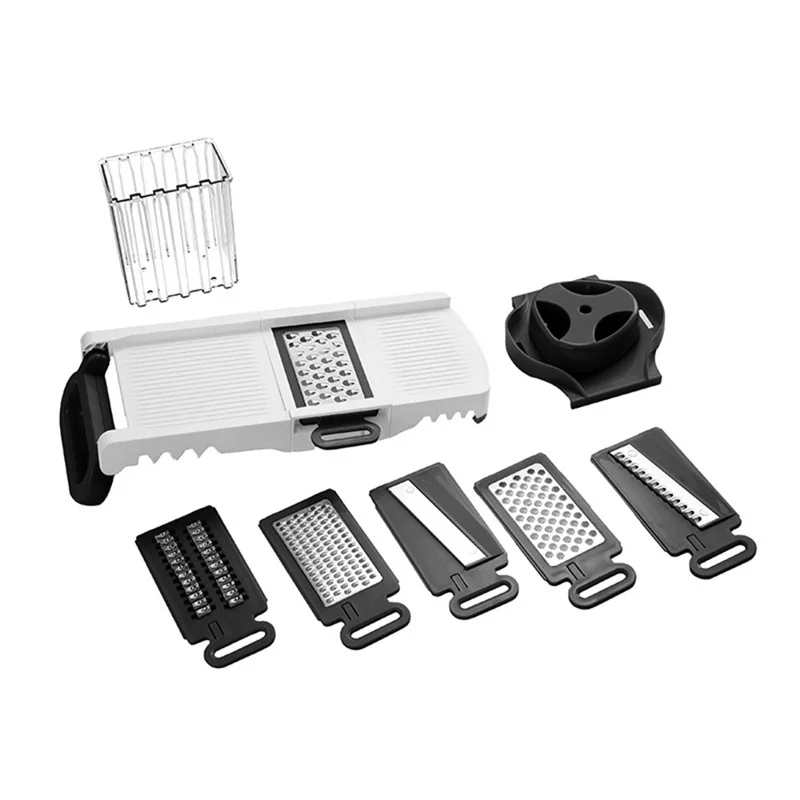 B837-B Fatiador Multiuso 6 em 1 com Lâminas de Aço Inoxidável - Ralador para Cortar Legumes e Frutas, Utensílio de Cozinha (Certificado FDA / LFGB)