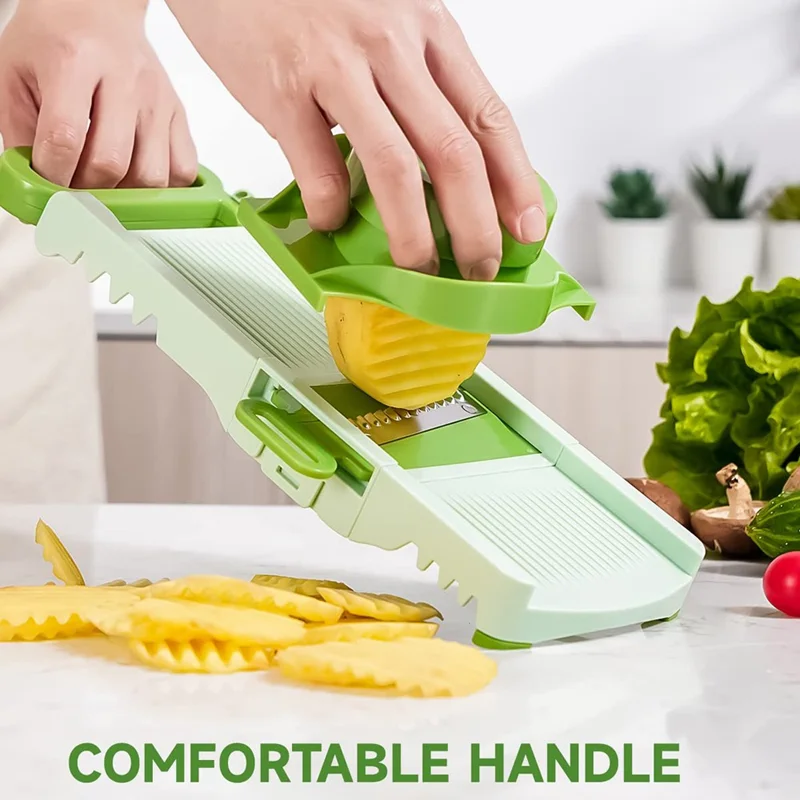 B837-B Fatiador Multiuso 6 em 1 com Lâminas de Aço Inoxidável - Ralador para Cortar Legumes e Frutas, Utensílio de Cozinha (Certificado FDA / LFGB)