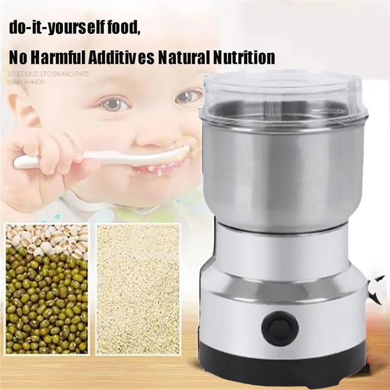 4 Blades 150KW Kitchen Electric Spice Mill 300ml Stainless Steel Coffee Grinder Herb Grinding Machine (FDA  /  LFGB  /  CE Certified) - EU Plug