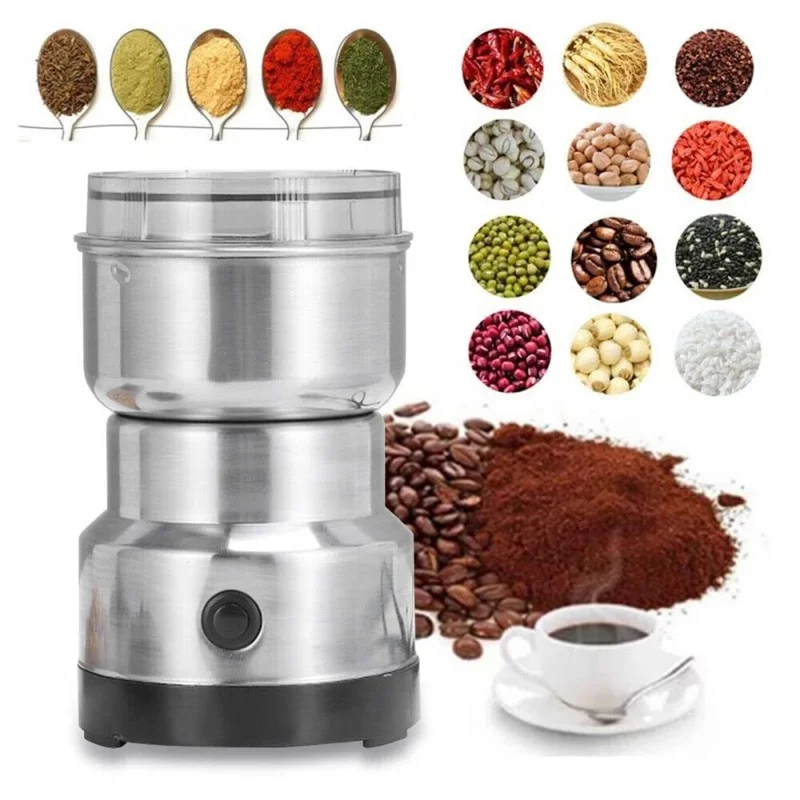Moulin à épices électrique de cuisine à 8 lames, 150 kW, broyeur à café en acier inoxydable de 300 ml, machine à moudre les herbes (certifié FDA / LFGB / CE) - Fiche européenne