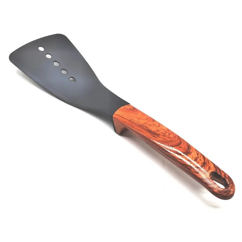Ensemble d'ustensiles de cuisine en nylon résistant à la chaleur (7 pièces) avec louche, spatule, cuillère à pâtes et support de rangement (sans BPA, non FDA)
