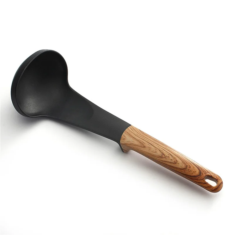 Ensemble d'ustensiles de cuisine en nylon résistant à la chaleur (7 pièces) avec louche, spatule, cuillère à pâtes et support de rangement (sans BPA, non FDA)