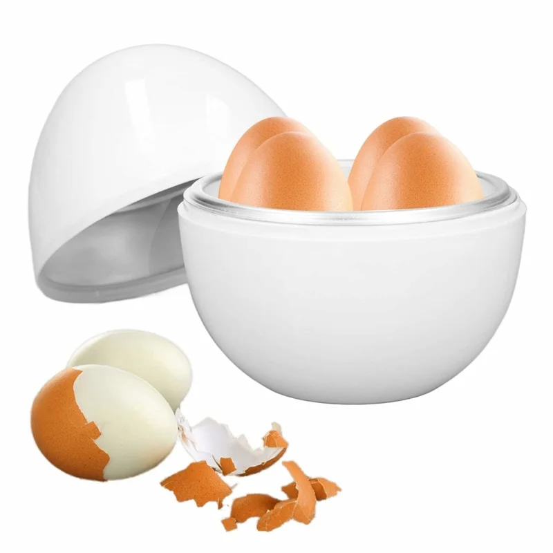 Creative Egg Shaped PP + Aluminum Kitchen Microwave Egg Steamer for 4 Eggs (BPA Free, No FDA Certificate)