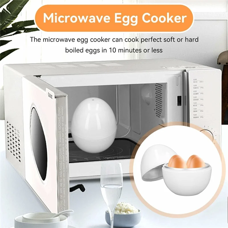 Creative Egg Shaped PP + Aluminum Kitchen Microwave Egg Steamer for 4 Eggs (BPA Free, No FDA Certificate)