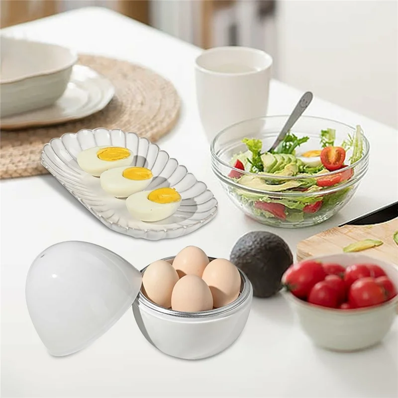 Creative Egg Shaped PP + Aluminum Kitchen Microwave Egg Steamer for 4 Eggs (BPA Free, No FDA Certificate)