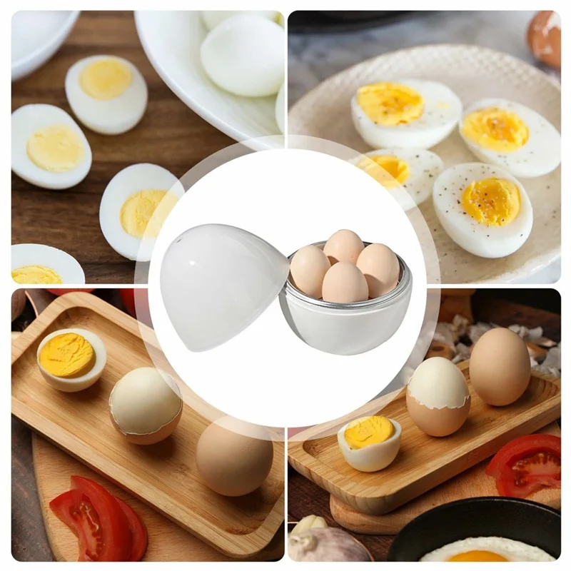 Creative Egg Shaped PP + Aluminum Kitchen Microwave Egg Steamer for 4 Eggs (BPA Free, No FDA Certificate)