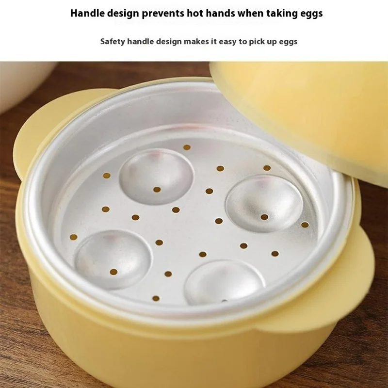 Cozedor de Ovos para Micro-ondas PP + Alumínio para 4 Ovos, Recipiente para Cozinhar, Utensílio de Cozinha (Livre de BPA, Sem Certificado FDA)