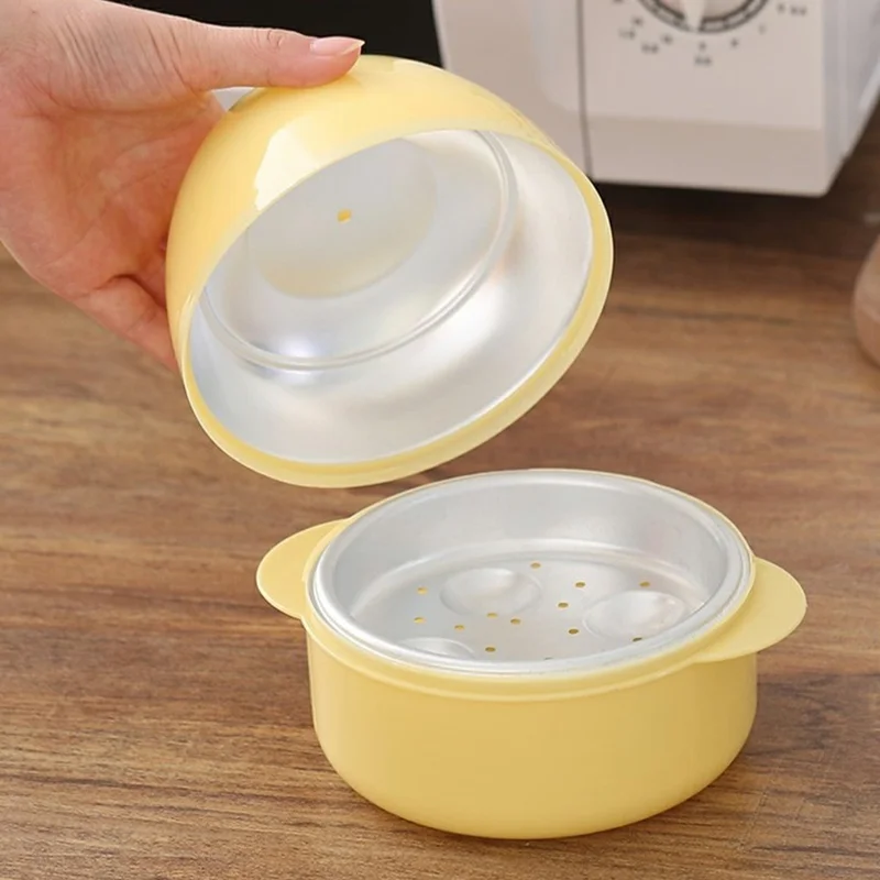 Cozedor de Ovos para Micro-ondas PP + Alumínio para 4 Ovos, Recipiente para Cozinhar, Utensílio de Cozinha (Livre de BPA, Sem Certificado FDA)